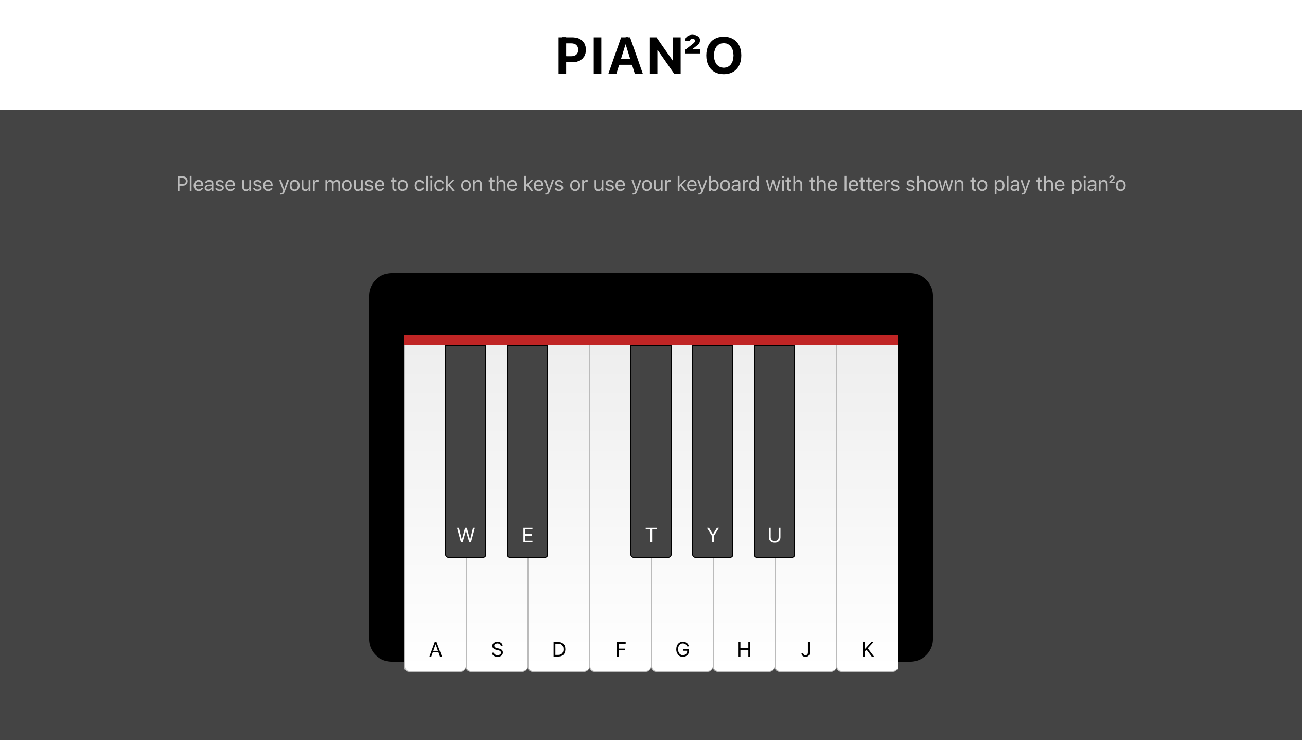 Screen shot of Piano app